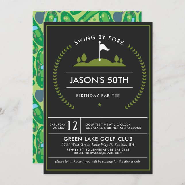 Golf Birthday Party Invitation (Front/Back)