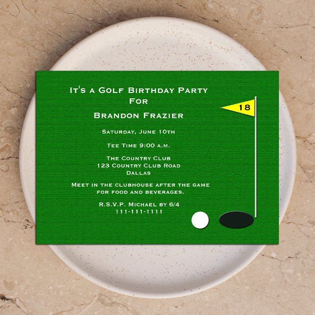Golf Birthday Party Invitation 18th Golf Hole (Creator Uploaded)