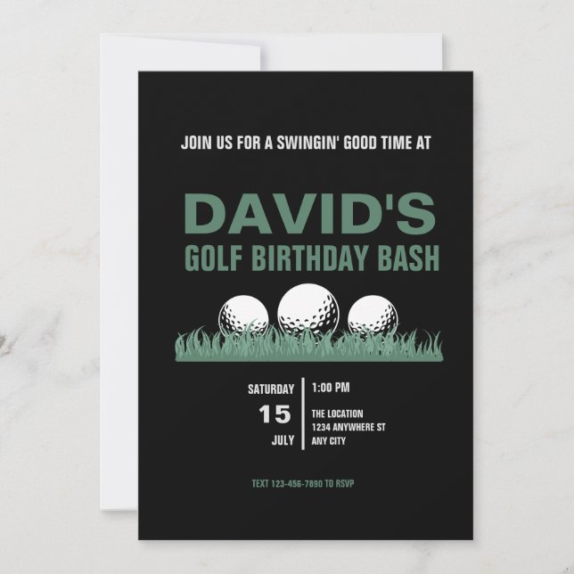 Golf Birthday Party Invitation for Him (Front)
