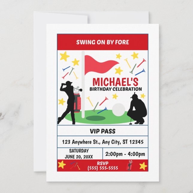 Golf Birthday Party Invitation (Men) (Front)