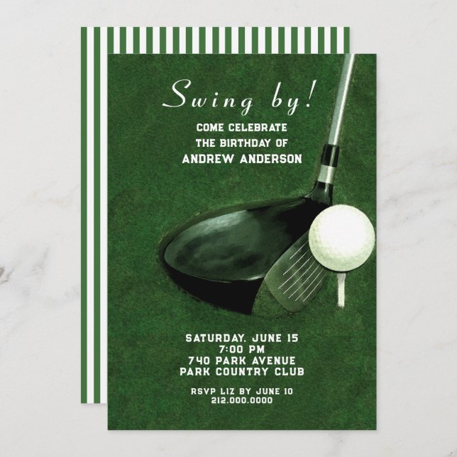 Golf birthday party invitations (Front/Back)