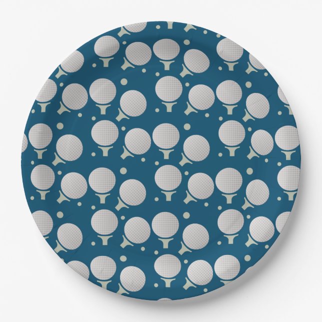 Golf Birthday Party Pattern Paper Plate (Front)
