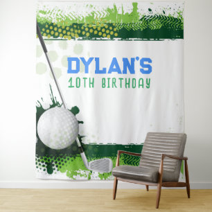 Golf Birthday Party Photo-Op Kids Backdrop  Tapestry