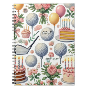 Golf Birthday Party Pink Themed for Girl Woman  Notebook