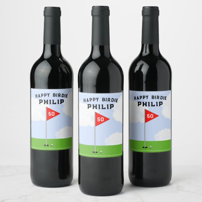 Golf Birthday Party Wine Label (Bottles)
