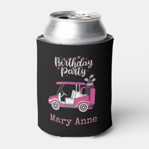 Golf Birthday Party with Pink golf Cart for woman Can Cooler
