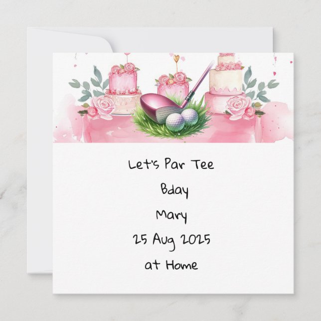 Golf Birthday Pink themed for Lady Golfer Invitation (Front)