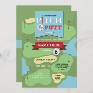 Golf Birthday Pitch & Putt Fun Golfing Invitation