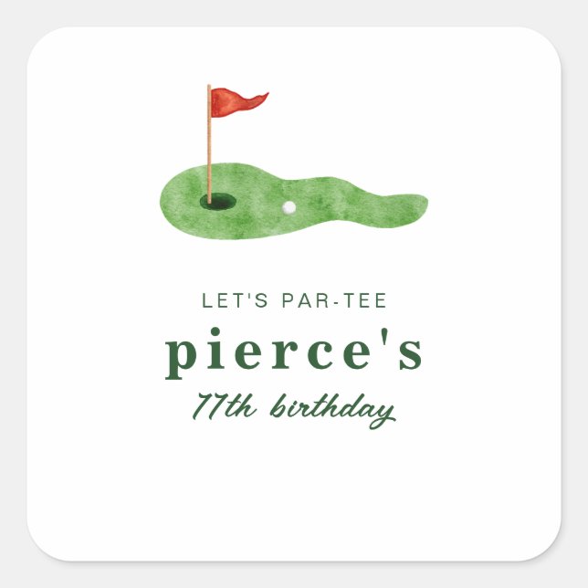 Golf Birthday  Square Sticker (Front)