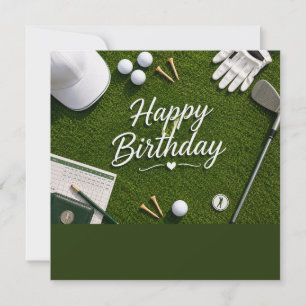 Golf Birthday to golfer on green grass Card