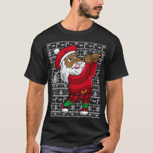 Golf Black African American Santa Claus Golfing Ch T-Shirt