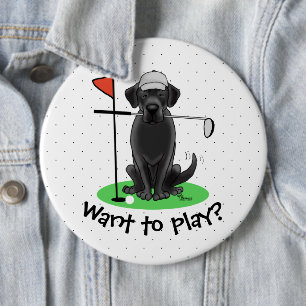 Golf Black Labrador Retriever Dog - Cute 6 Cm Round Badge