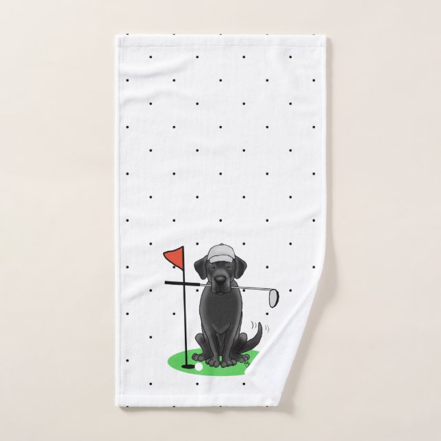 Golf Black Labrador Retriever Dog - Cute Bath Towel Set (Hand Towel)