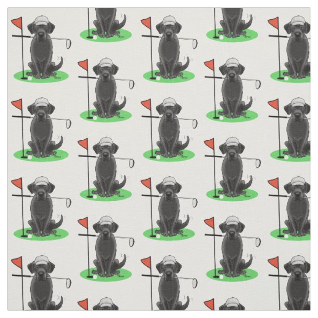 Golf Black Labrador Retriever Dog - Cute Fabric (Swatch)