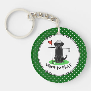 Golf Black Labrador Retriever Dog - Cute Key Ring