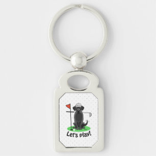 Golf Black Labrador Retriever Dog - Cute Key Ring
