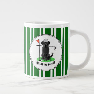 Golf Black Labrador Retriever Dog - Cute Large Coffee Mug