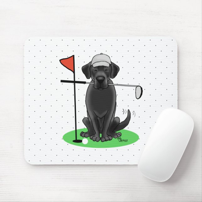 Golf Black Labrador Retriever Dog - Cute Mouse Pad (With Mouse)