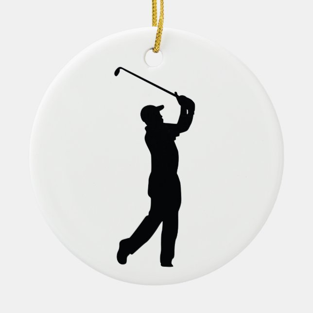 Golf Black Silhouette Shadow Ceramic Tree Decoration (Front)