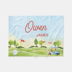 Golf Blanket, Golf Nursery Blanket, Personalised  Fleece Blanket