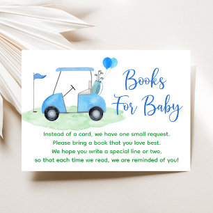 Golf Blue Boy Baby Shower Book Request Enclosure Card