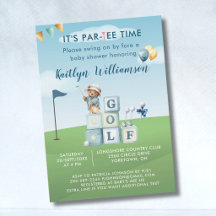 Golf Blue Boy Baby Shower Par-Tee Invitation