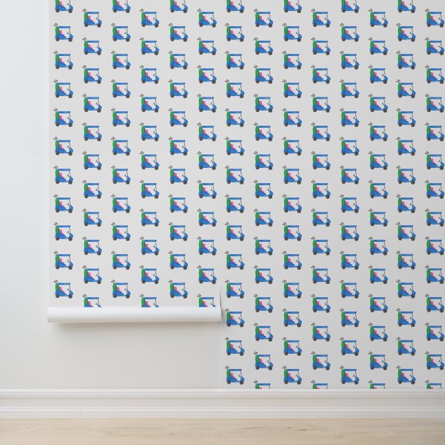 Golf Blue Golfcart Golfer Preppy Wallpaper (Application)