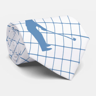 Golf Blue Silhouette Golfer and Golf Club 2 Tie