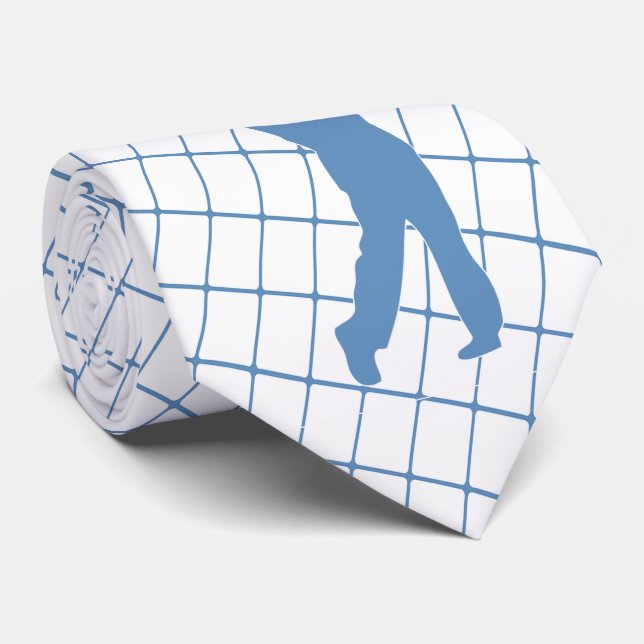 Golf Blue Silhouette Golfer and Golf Club Tie (Rolled)