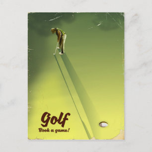 Golf "Book a game" vintage Poster Postcard