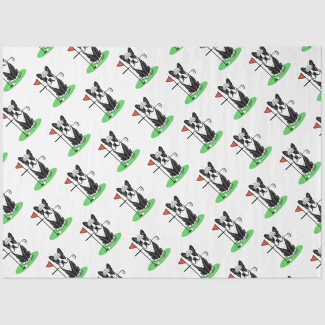 Golf Boston Terrier (black) Cute Dog Tissue Paper (Front)