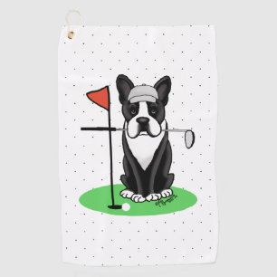 Golf Boston Terrier (black) Cute Dog Towel