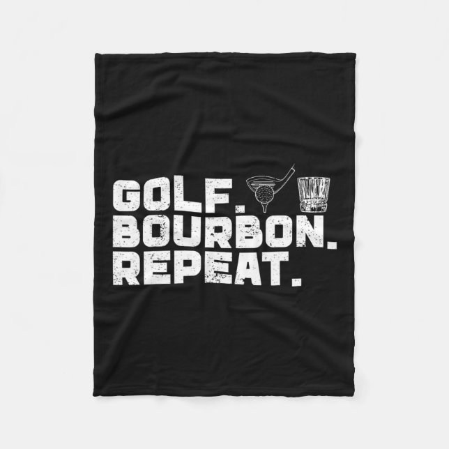 Golf Bourbon Repeat Golf &amp; Bourbon Drinking Lo Fleece Blanket (Front)