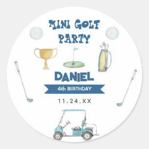 Golf Boy Birthday Party Classic Round Sticker