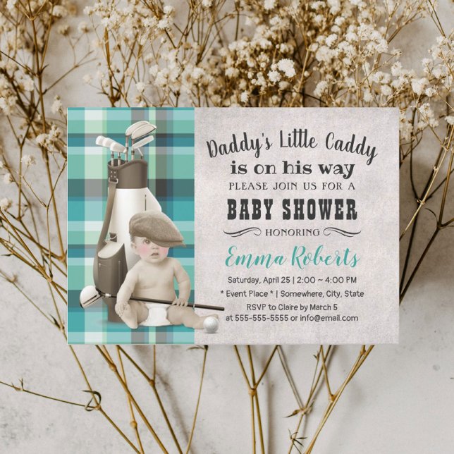 Golf Boy Future Golfer Cute Caddy Baby Shower Invitation (Creator Uploaded)