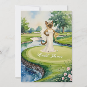 GOLF BRIDAL SHOWER for Cat Lover golfer Invitation