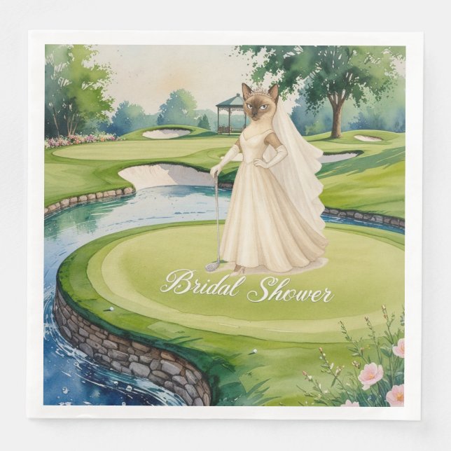 GOLF BRIDAL SHOWER for Cat Lover golfer  Napkin (Front)
