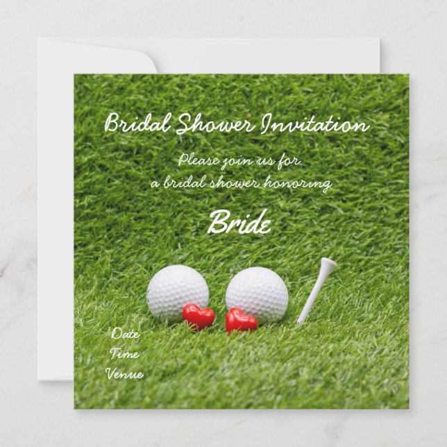 Golf bridal shower invitation with two golf balls (Front)