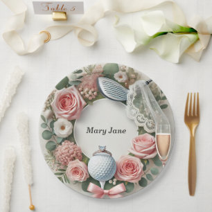 Golf Bridal Shower themed with golf ball Paper Plate