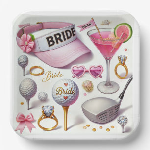 Golf Bridal Shower themed with golf ball  Paper Plate