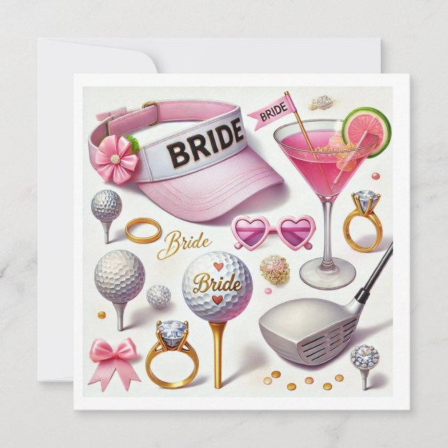 Golf Bridal Shower themed with golf ball  Save The Date (Front)