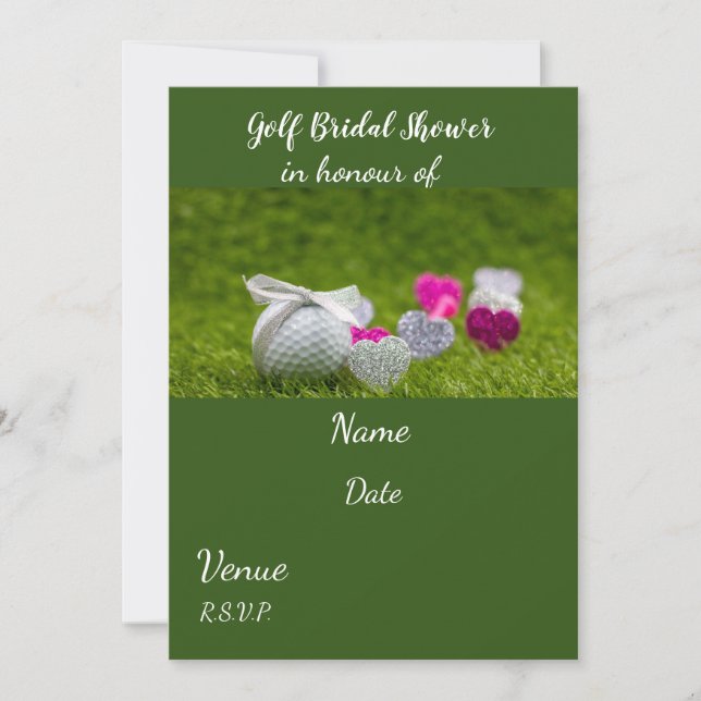 Golf Bridal Shower with golf ball and love hearts  Invitation (Front)