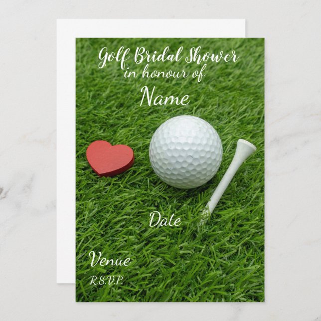 Golf Bridal Shower with golf ball and love hearts  Invitation (Front/Back)