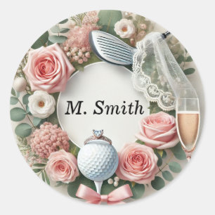 Golf Bridal Shower with golf ball for Bride Golfer Classic Round Sticker