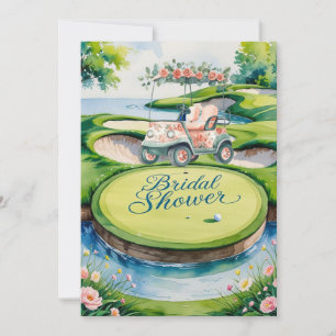 Golf Bridal Shower with golf cart for Bride Golfer Invitation