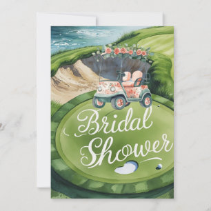 Golf Bridal Shower with golf cart for Bride Golfer Invitation