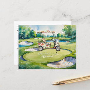 Golf Bridal Shower with golf cart for Bride Golfer Postcard
