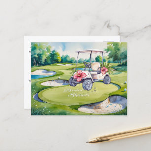 Golf Bridal Shower with golf cart for Bride Golfer Postcard