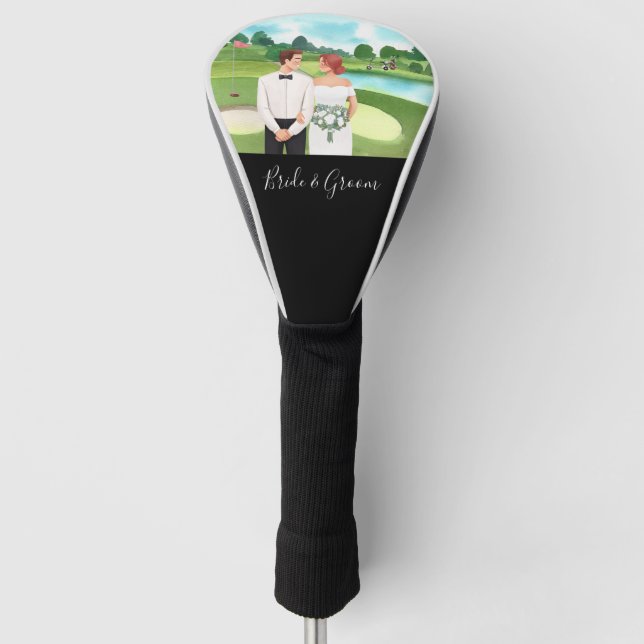 Golf Bride and Groom wedding in golf course  Golf Head Cover (Front)