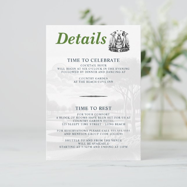 Golf Brides Wedding Enclosure Card (Standing Front)